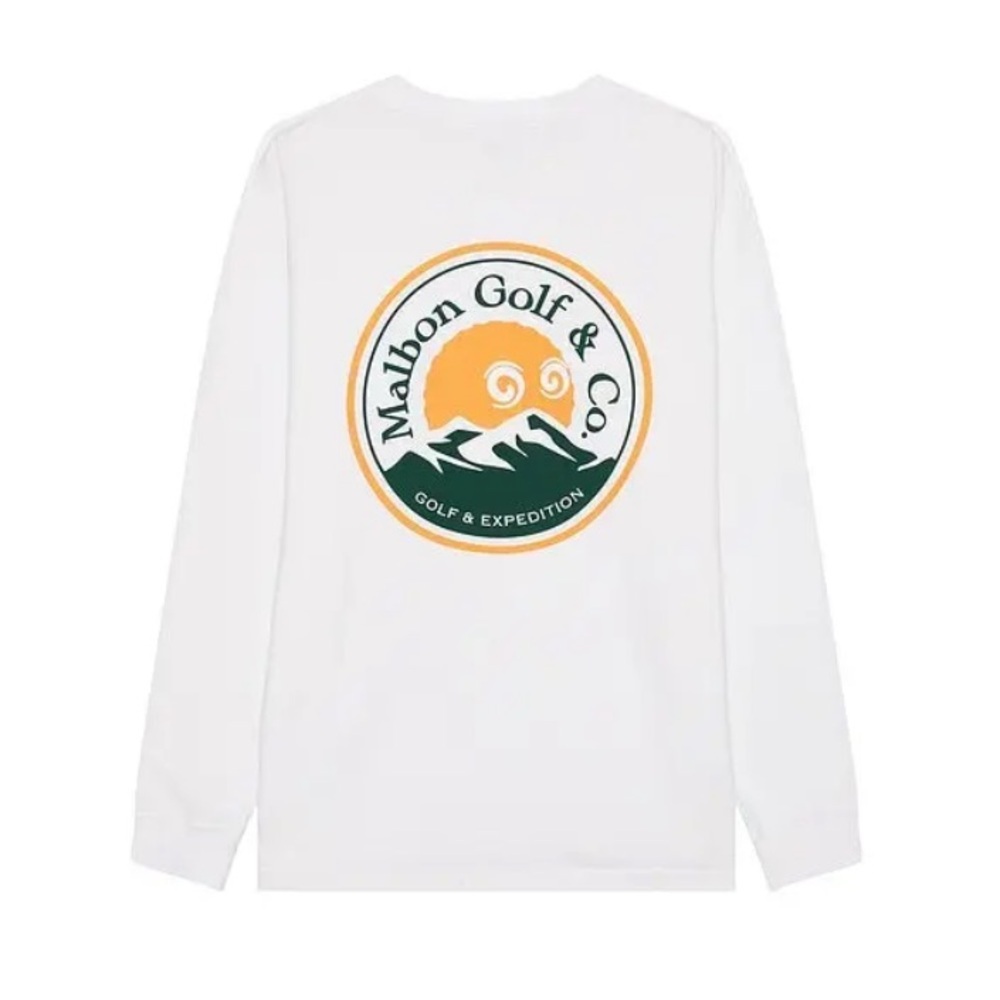 MALBON Expedition Long Sleeve Tee White Logo Shirt golf men’s Revolve Xl